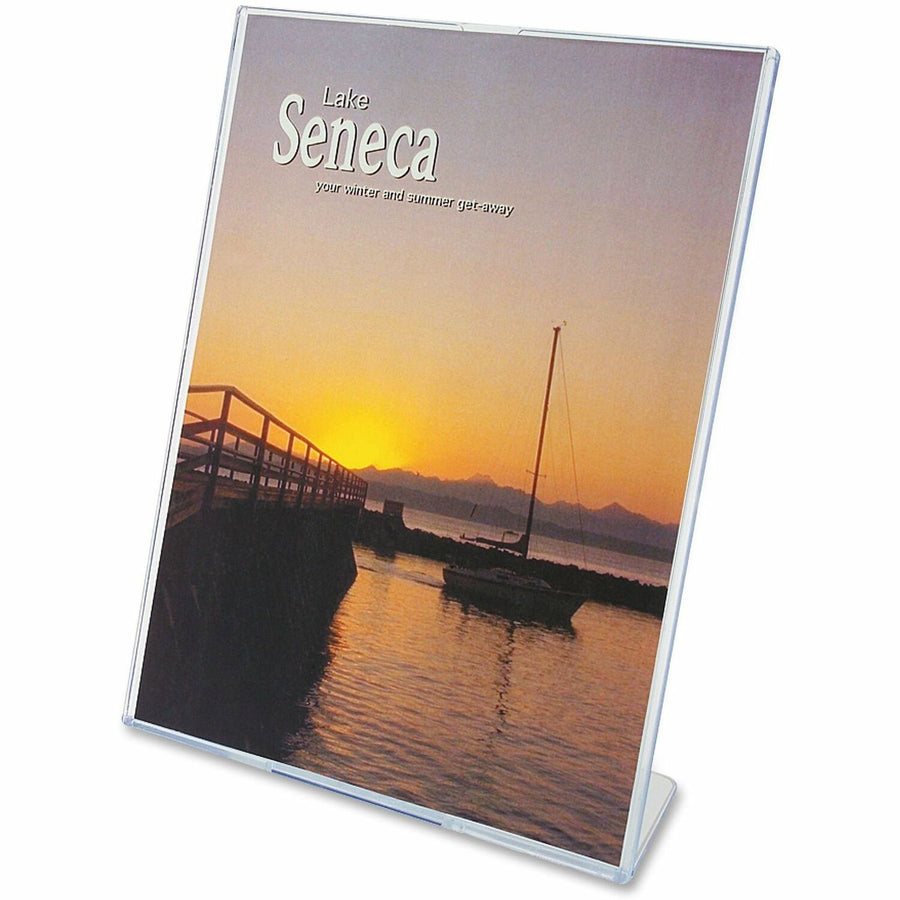 Deflecto Superior Image Slanted Sign Holders, 8.5" x 11", Clear, Polystyrene, 12 / Carton, DEF590101CT