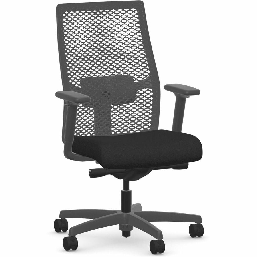 HON Ignition ReActiv Back Mid-back Task Chair, 27" x 44.5", Black, Reclined, HONI2MRL2BC10TK