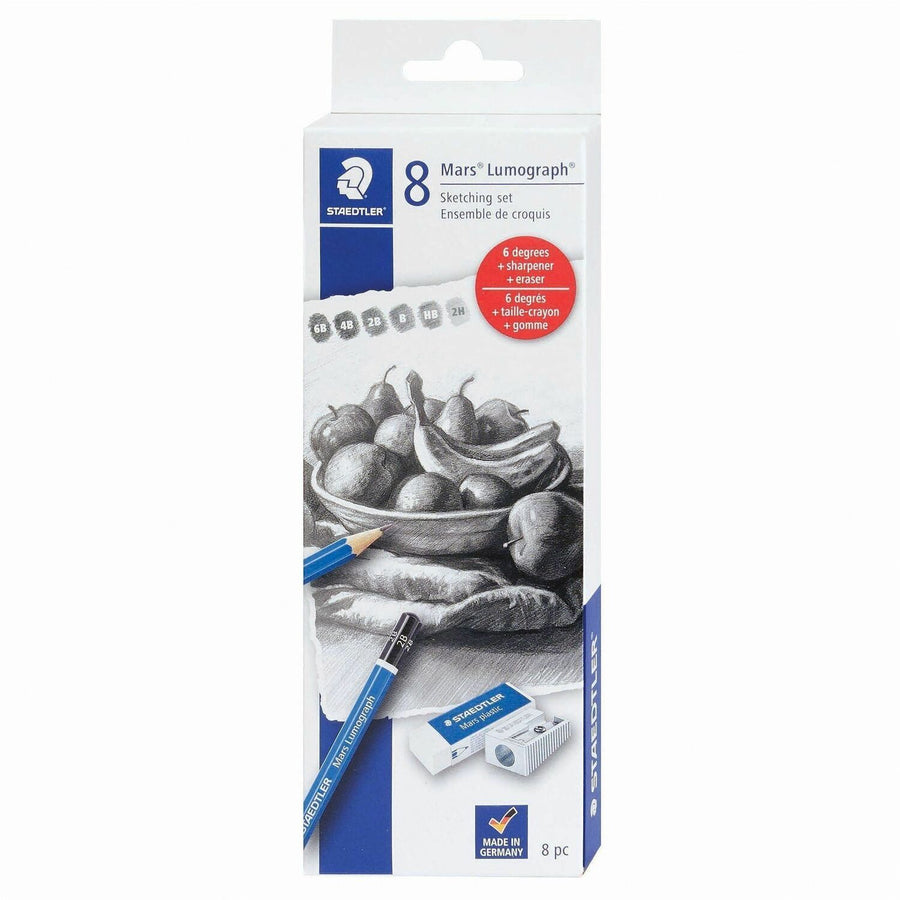 Staedtler Mars Lumograph Graphite Pencil Set, Break Resistant, 1 Set, STD61100C8LU