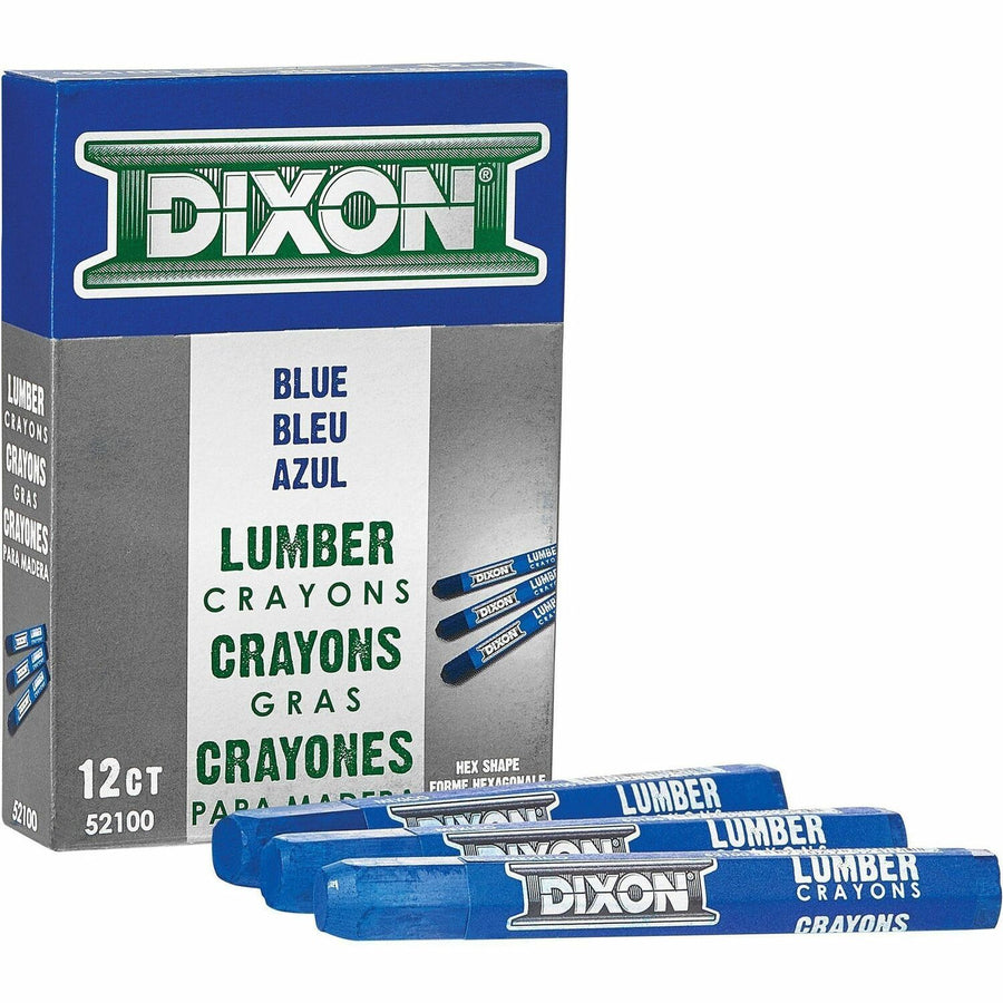 Dixon Industrial Lumber Crayons, 0.5" x 4.5", Blue, Melt Resistant, 12 / Box, DIXX52100
