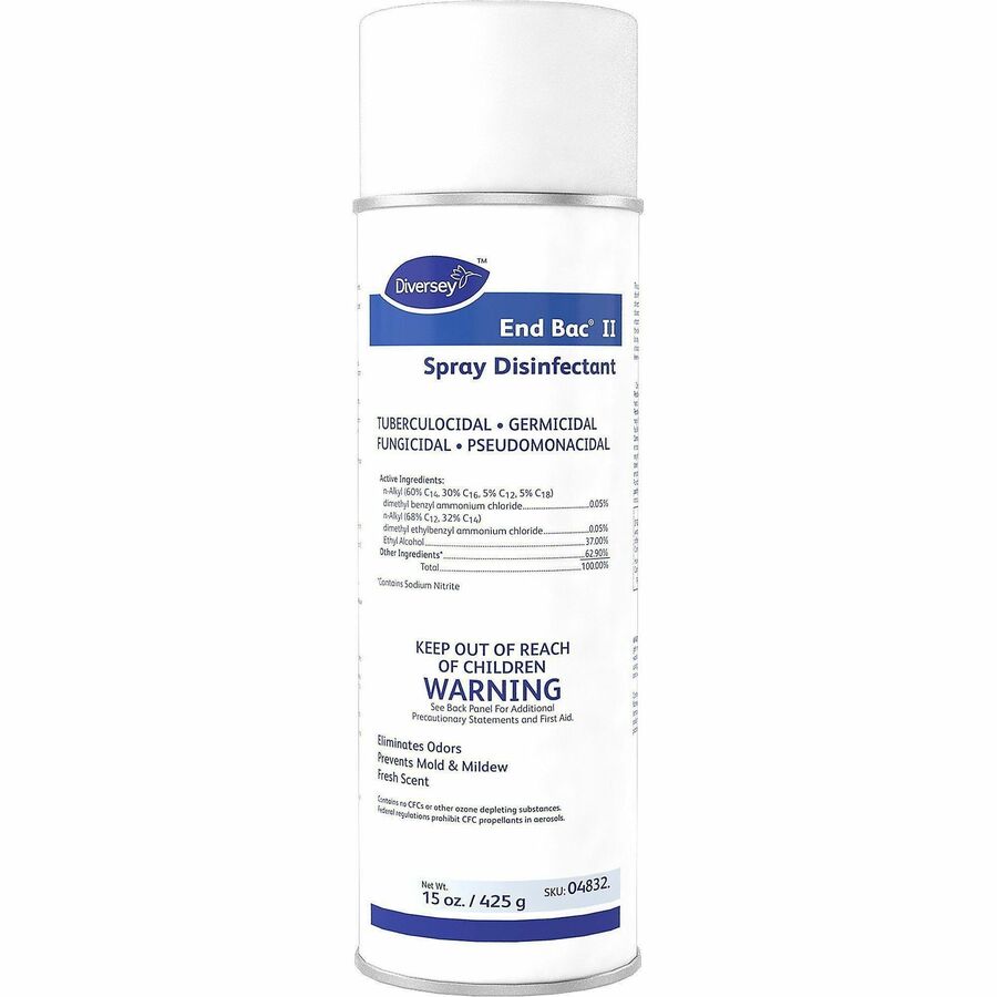 Diversey End Bac II Spray Disinfectant, Colorless, Mildew Resistant, 12 / Carton, DVO04832