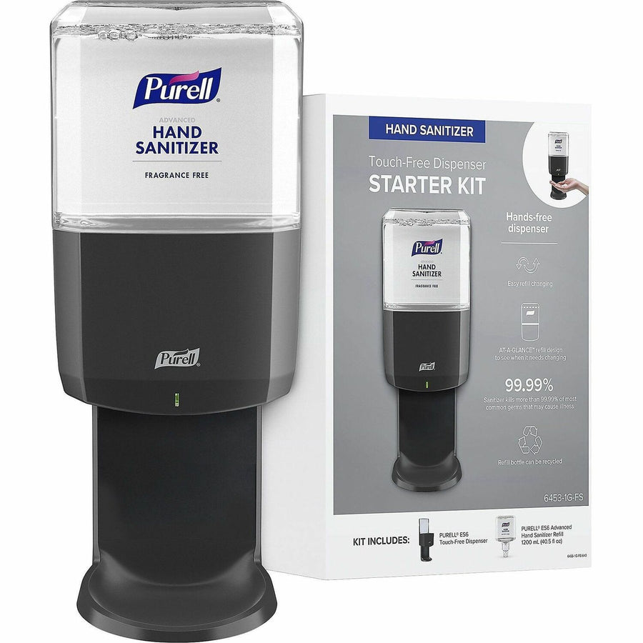 PURELL® ES6 Touchless Hand Sanitizer Dispenser Kit, Graphite, ABS Plastic, 1.27 quart, Wall Mountable, 1 Carton, GOJ64531GFS