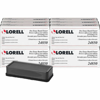 Lorell Dry-Erase Board Erasers, Black, 12 / Box, LLR24850BX