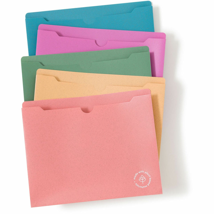 U Brands U-Eco File Jacket, 8.5" Width x 11" Length, Assorted, Poly, Straight, Straight Cut Tab, 10 / Pack, UBR6595U0112