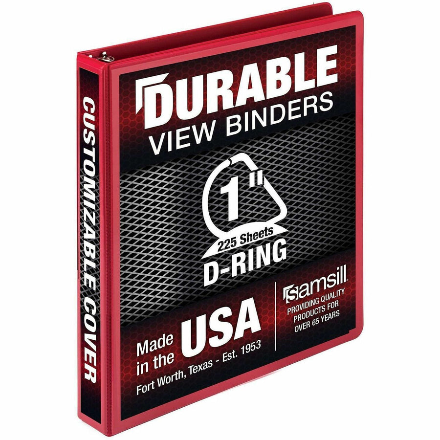 Samsill Durable Three-Ring View Binder, Red, Chipboard, 225, Sturdy, SAM16433