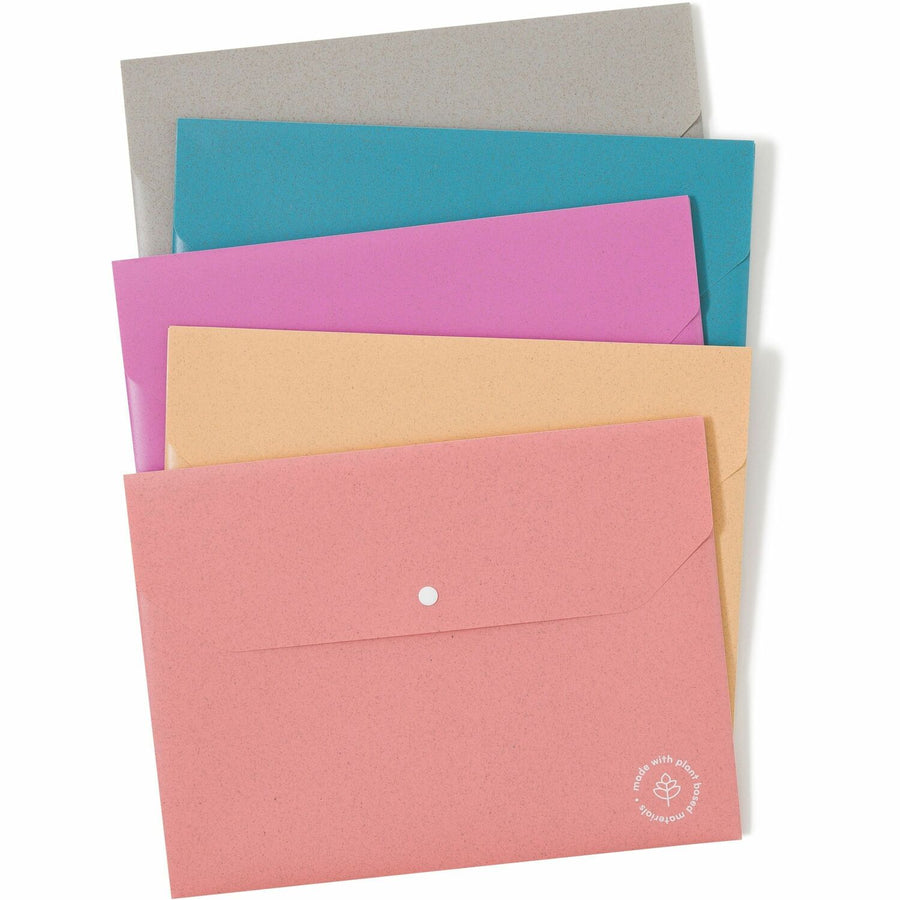 U Brands U-Eco Poly Document Holders, 8.5" Width x 11" Length, Assorted, Button Closure, 10 / Pack, UBR6601U0112