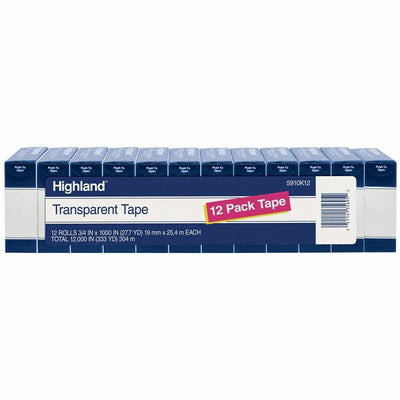 3M Highland Transparent Light-duty Tape, 12 / Pack, MMM5910K12