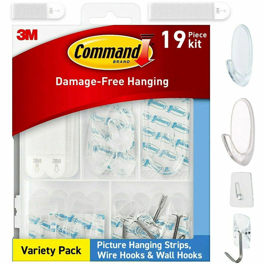 Command Clear Hanging Hooks Variety Pack, Assorted, Plastic, 1 / Pack, MMM17232ES