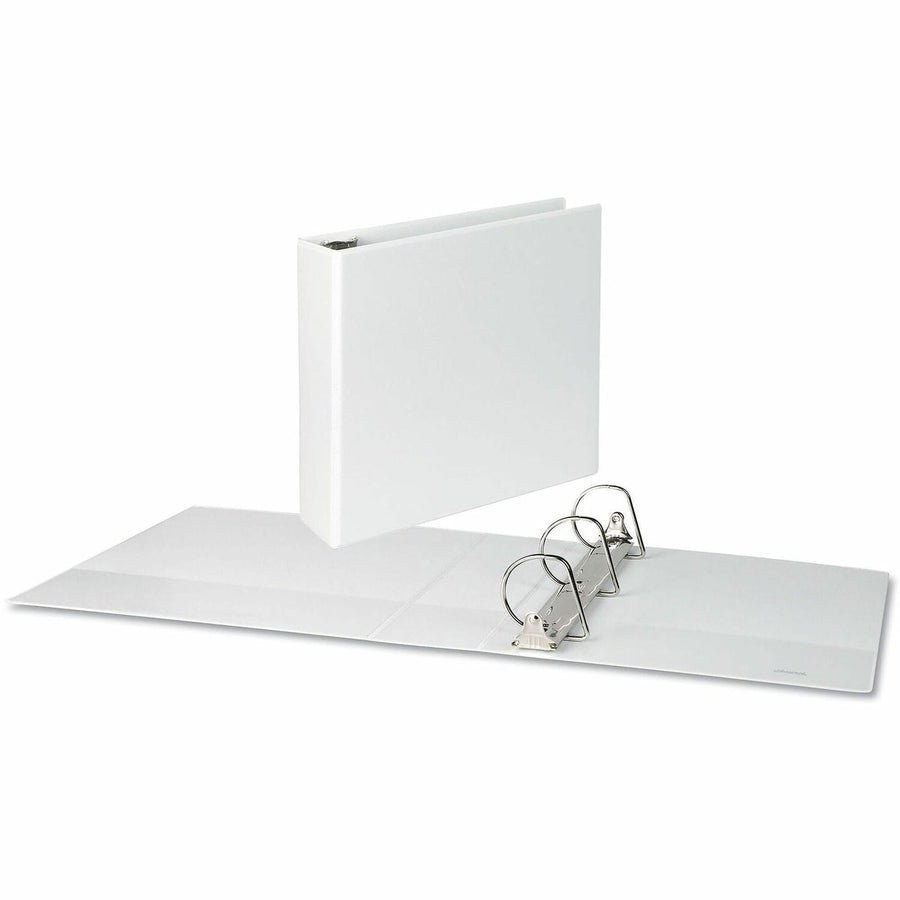 Universal Slant D-Ring View Binder, 3 Rings, 3" Capacity, 11 x 8.5, White, Polypropylene, 600, Non-stick, UNV20748