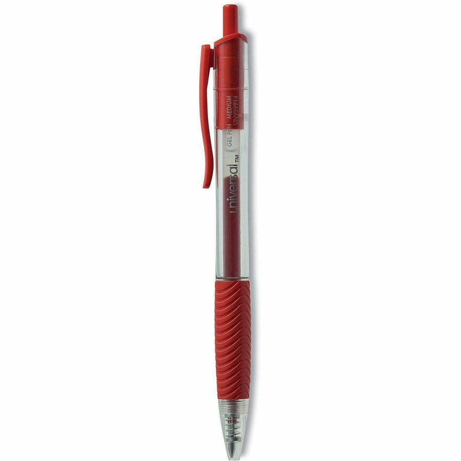 Universal Universal, Comfort Grip, Red, Visible Ink Supply, 1 Dozen, UNV39914