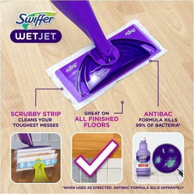 Swiffer WetJet Wood Floor Cleaner Solution Refill, Purple, Quick Drying, 1 Bottle, PGC77133