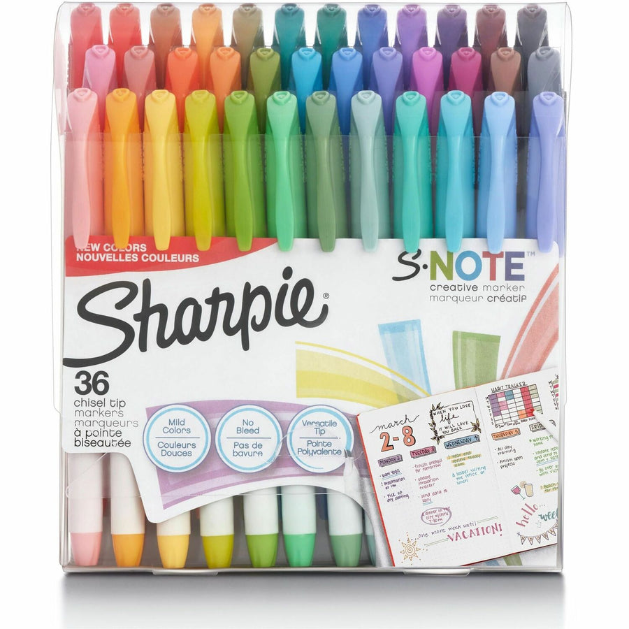 Sharpie S-Note Creative Markers, Assorted, Bleed Resistant Ink, 36 / Box, SAN2148154