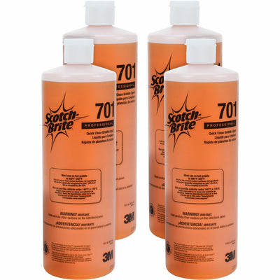 3M Scotch-Brite Quick Clean Griddle Liquid 701, Orange, 4 / Carton, MMM26012CT