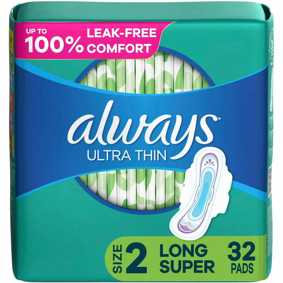 Always Flexi-Wing Ultra Thin Pads, Mint Green, Odor-absorbing, 32 / Pack, PGC97020