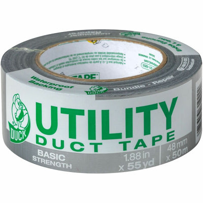 Duck Brand Utility Duct Tape, Silver, 1.88", 55 yd, Adhesive, 1 Roll, DUC242946