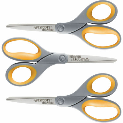 Acme United Westcott Titanium Bonded Scissors Set, Gray/Yellow, 3 / Pack, ACM17532