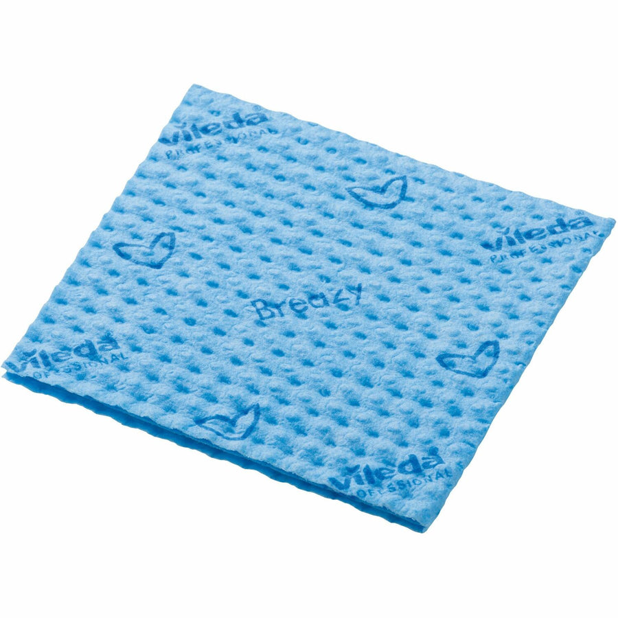 Vileda Professional Breazy Microfiber Cloths, Blue, Hygienic, 25 / Pack, VLD161610