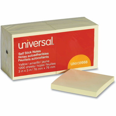 Universal Standard Self-Stick Pads, Yellow, 1 Pack, UNV35668