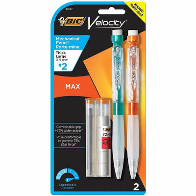 BIC Velocity Velocity Max Mechanical Pencil, 0.9 mm, 2HB, 2 / Pack, BICMPMX9P21