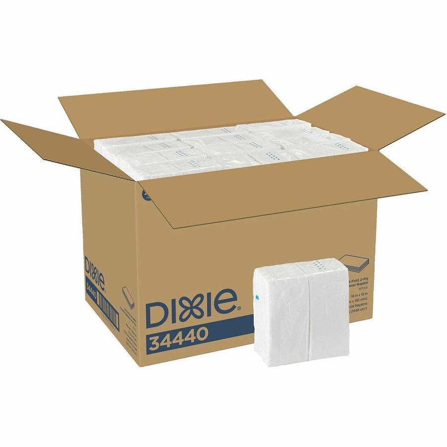 Dixie 2-Ply Dinner Napkins, White, Thick, 24 / Carton, GPC34440CT