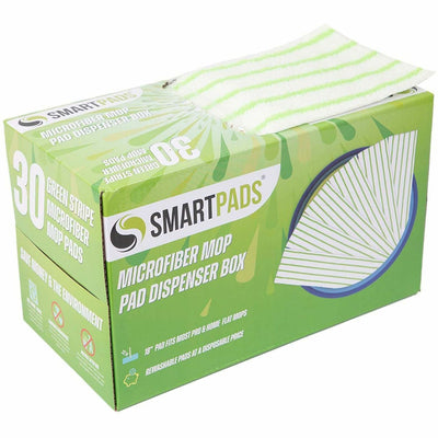 Hospeco Monarch Microfiber Wet/Dry Mop Pad Refills, White/Green, 30 / Box, MONM901RMPGR