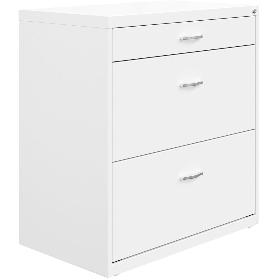 NuSparc Pencil Drawer Lateral File, 30" x 31.7", White, Steel, Adjustable Leveler, NPRLF318BBWE