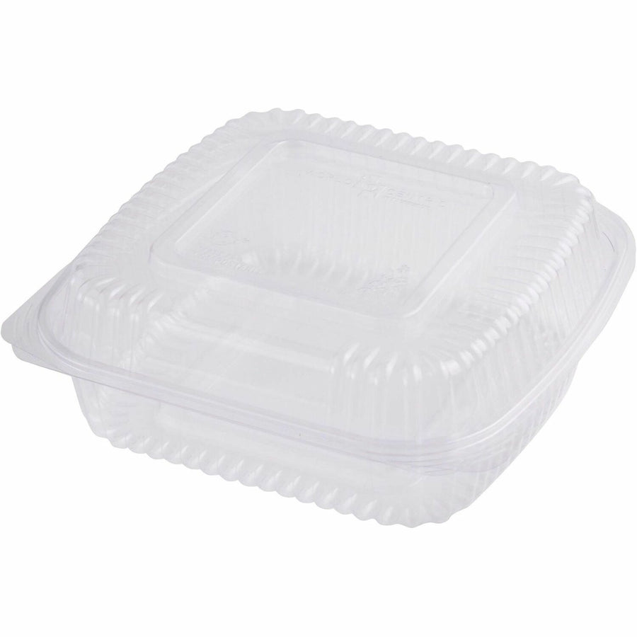 World Centric Compostable Clear Hinged Container, 8" x 3", Polylactic Acid (PLA), 300 / Carton, WORKLCS8N