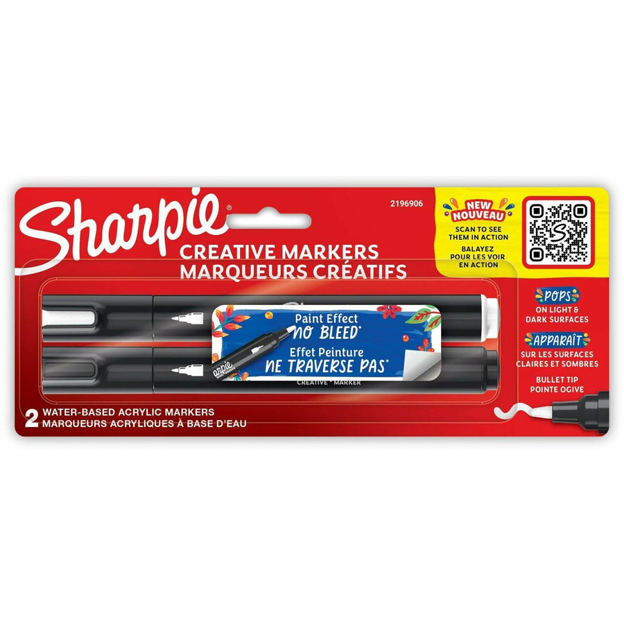 Sharpie Creative Markers, Water-Based Acrylic Markers, Bullet Tip, Assorted, 2 / Pack, SAN2196906