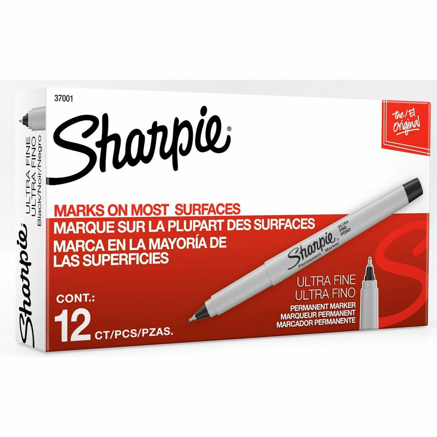 Sharpie Ultra Fine Permanent Markers, Black, Precision Tip, 1 Dozen, SAN37001B