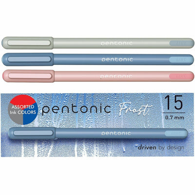 TOPS Pentonic Frosted Barrel Ballpoint Pens, 15 / Box, PNTPEN13088