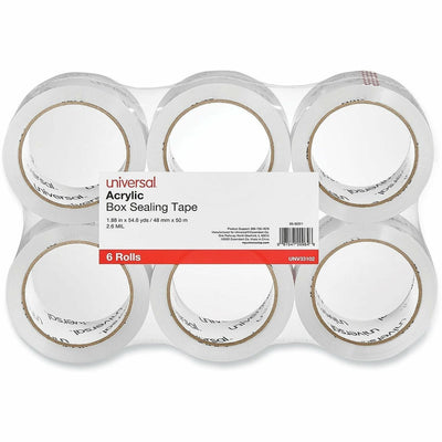 Universal Moving and Storage Packing Tape, 3" Core, 1.88" x 54.6 yd, Clear, 6/Pack, UNV33102