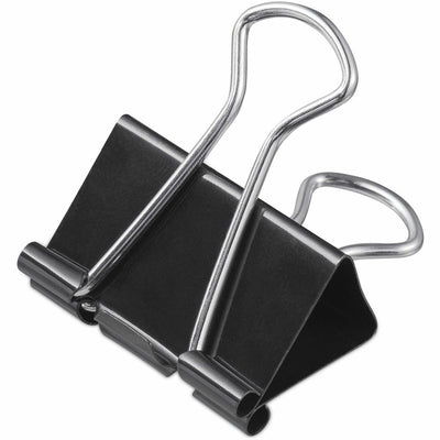 Universal Binder Clips with Storage Tub, Mini, Black/Silver, 60/Pack, UNV11060