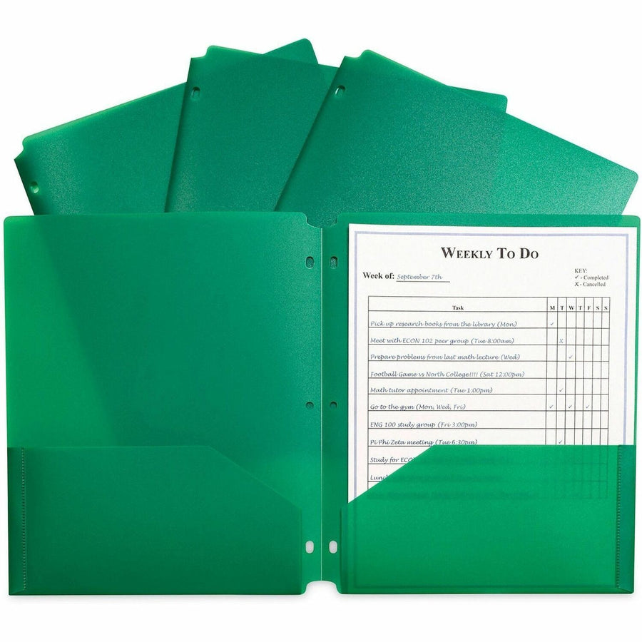 C-Line 2-pocket Heavyweight Poly Portfolio Folder, 8.5" Width x 11" Length, Green, Polypropylene, Pre-punched, 25 / Box, CLI33933BX