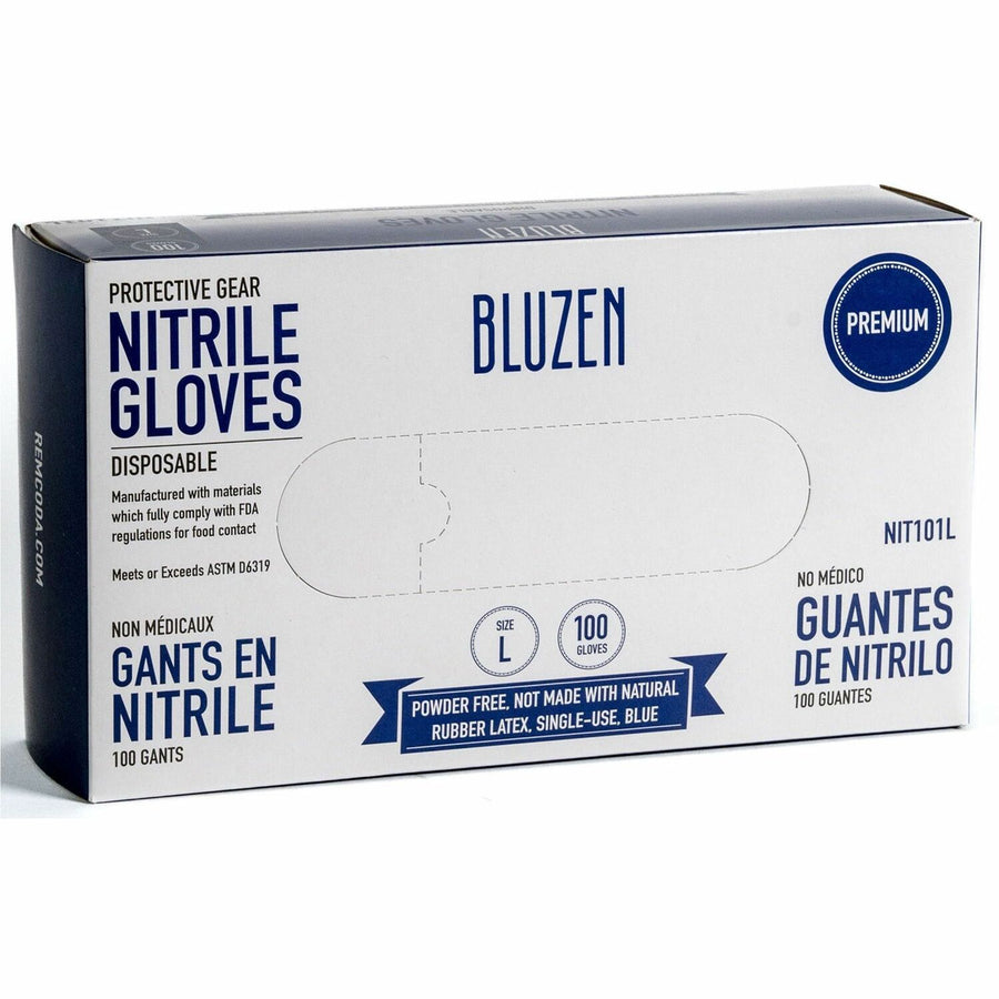 Remcoda Disposable Nitrile Gloves, Large, Blue, Comfortable, 100 / Box, RMLNIT101L