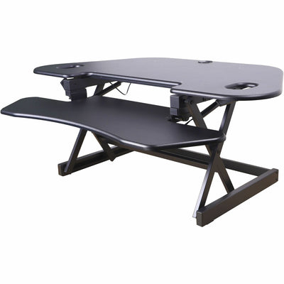 Rocelco CADR-46 Corner Sit-to-Stand Desk Riser, Black, RCLRCADRB46A
