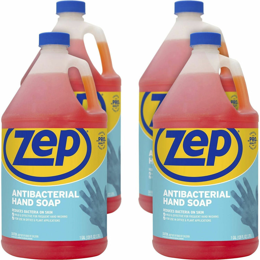 Zep Commercial Antimicrobial Hand Soap, Amber, Residue-free, 4 / Carton, ZPER46124CT