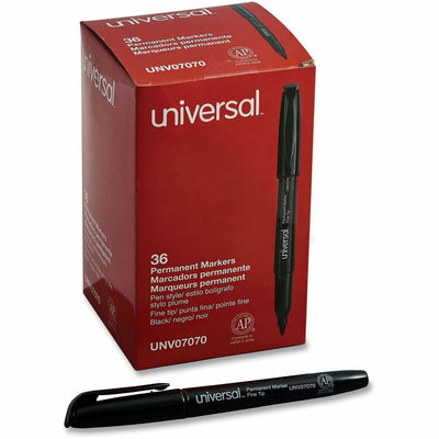 Universal Pen-Style Permanent Marker Value Pack, Fine Bullet Tip, Black, 36/Pack, UNV07070
