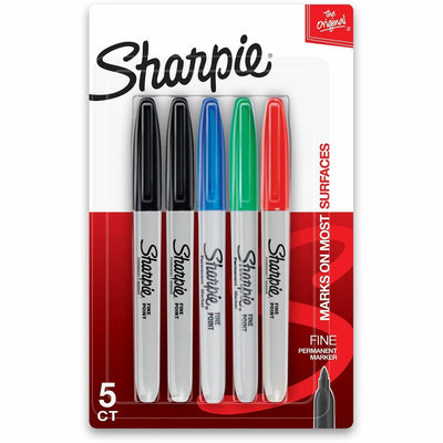 Newell Sharpie Fine Point Permanent Marker, 5 / Pack, SAN30653PPA