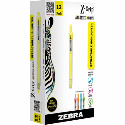 Zebra Z-Grip Retractable Highlighter, 1 Dozen, ZEB71200