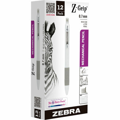 Zebra Z-Grip Mechanical Pencil, 0.7 mm, HB/#2, 1 Dozen, ZEB50400