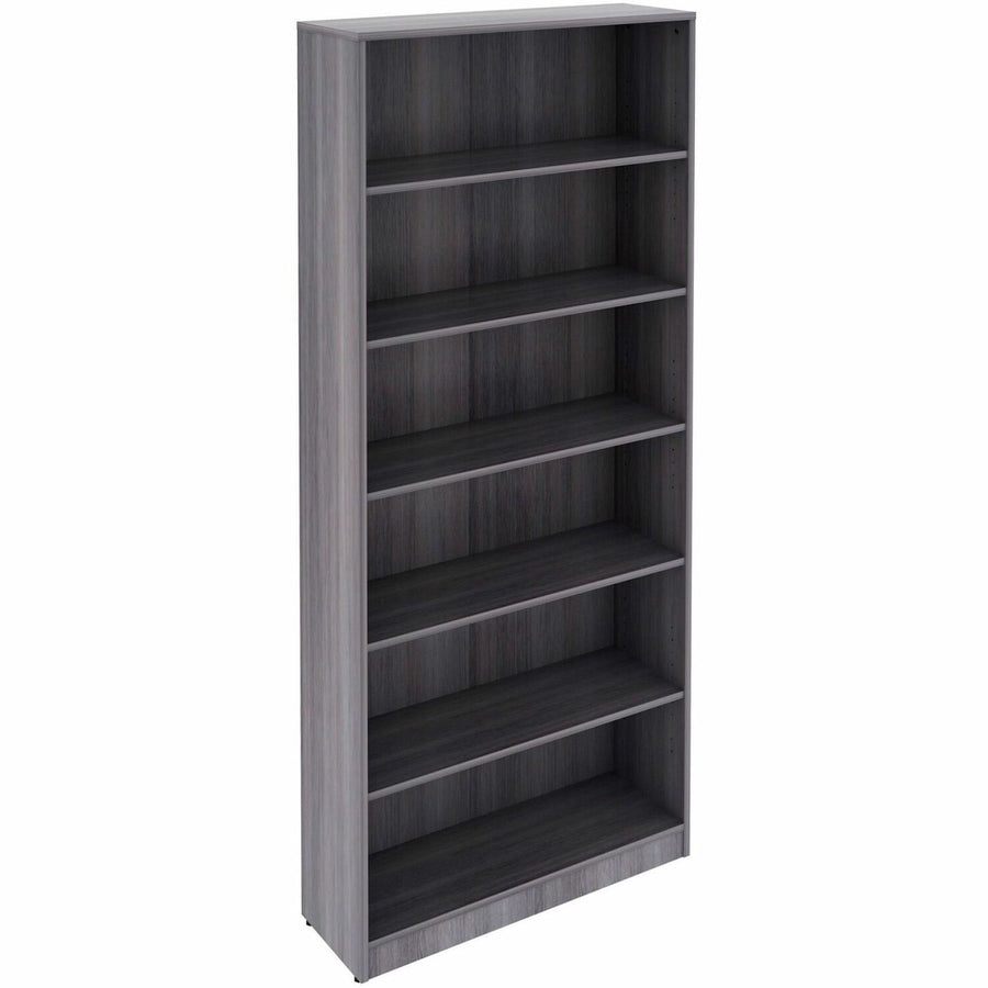 Lorell Laminate Bookcases, 36" x 84", Weathered Charcoal, Thermofused Laminate (TFL), Square Edge, LLR69665