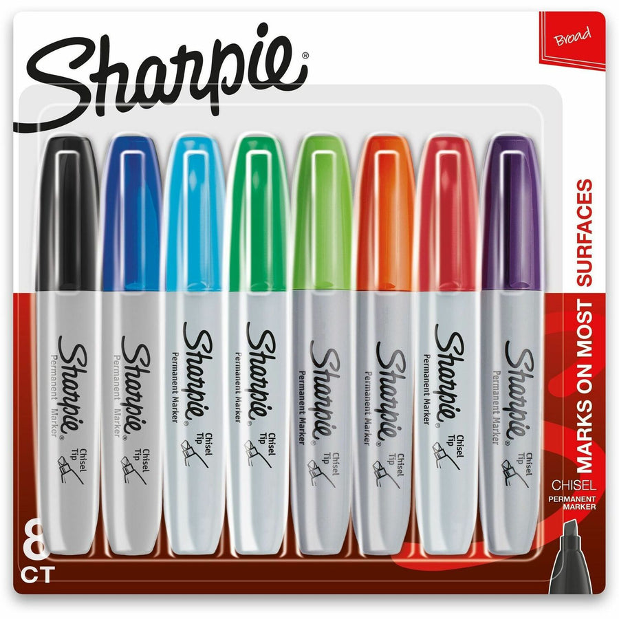 Sharpie Chisel Tip Permanent Markers, Assorted, Non-toxic, 8 / Pack, SAN38250PPA