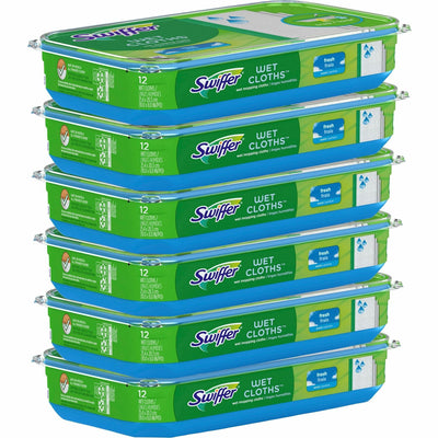 Procter & Gamble Swiffer Sweeper Wet Cloths, White, 6 / Carton, PGC08622CT
