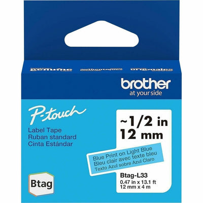 Brother P-touch BTAG-L33 Blue on Light Blue Label Tape, 6EA/BX 4BX/CT — view 1