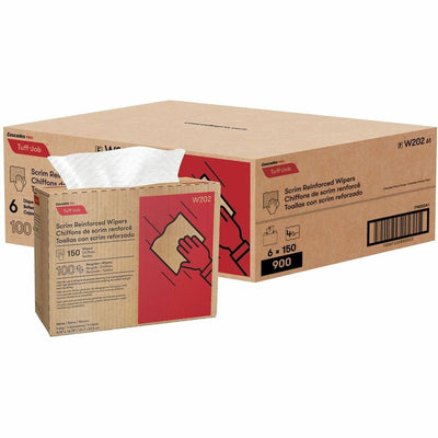 Cascades PRO Tuff-Job Interfold Wipers, 4-Ply, White, 150 sheets, 6 packs/pack, 6 / Carton, CSDW202