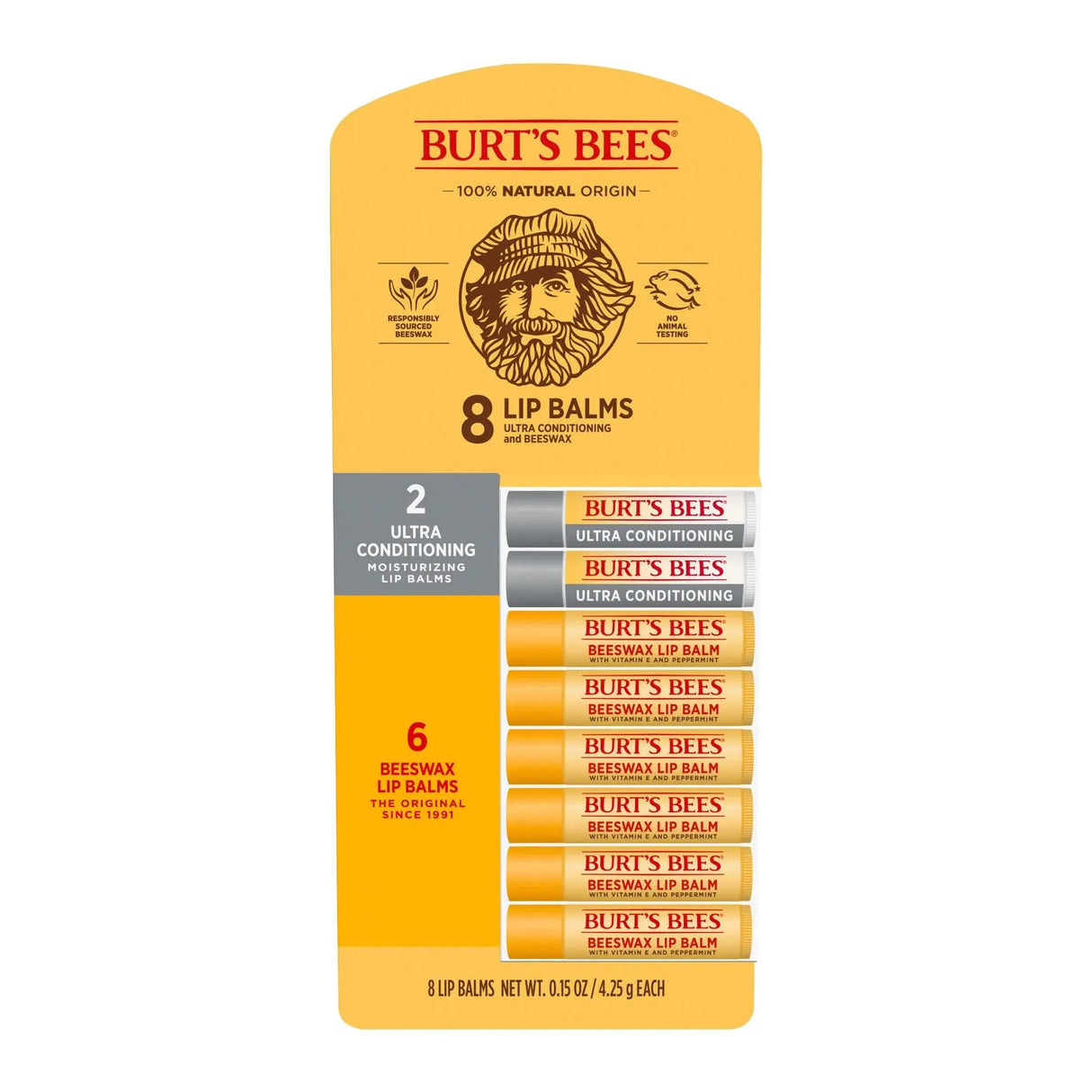 Burt's Bees Lip Balm Pack (8-Pack, 0.15 oz Each) | Beeswax Conditioning Care Burt's Bees