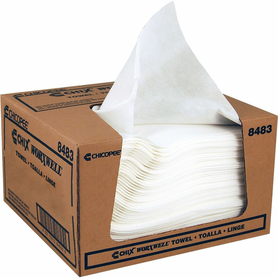 Chicopee Durawipe Shop Towels - Worxwell, White, Tear Resistant, 300 / Carton, CHI8483