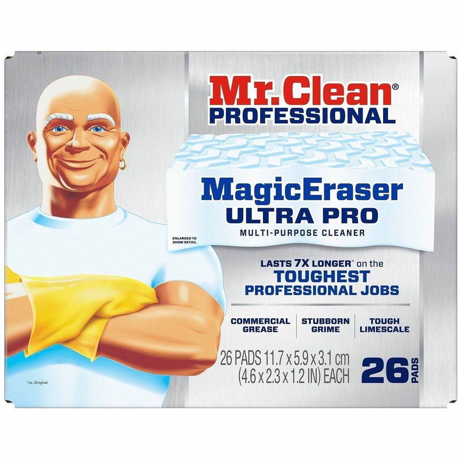 Mr. Clean Magic Eraser Ultra Pro Pads, 4.60" x 1.20", White, Durable, 26 / Box, PGC17406