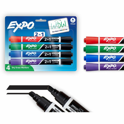 Newell Expo 2-in-1 Dry Erase Markers, 4 / Pack, SAN1944655A