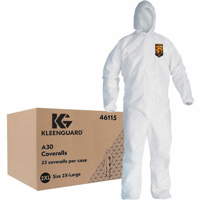 Ansell Health Splash & Particle Coveralls, White, 25 / Carton — view 1
